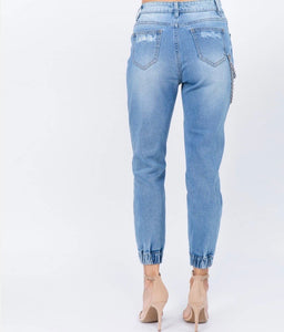 Plus Size High Waist Light Denim Jogger Jean