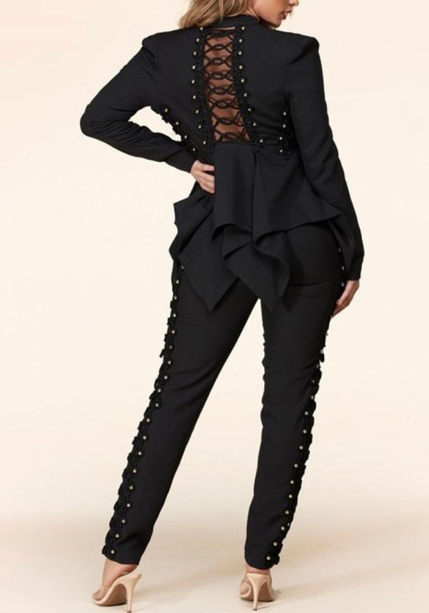 Holiday Beaded Blazer Suit